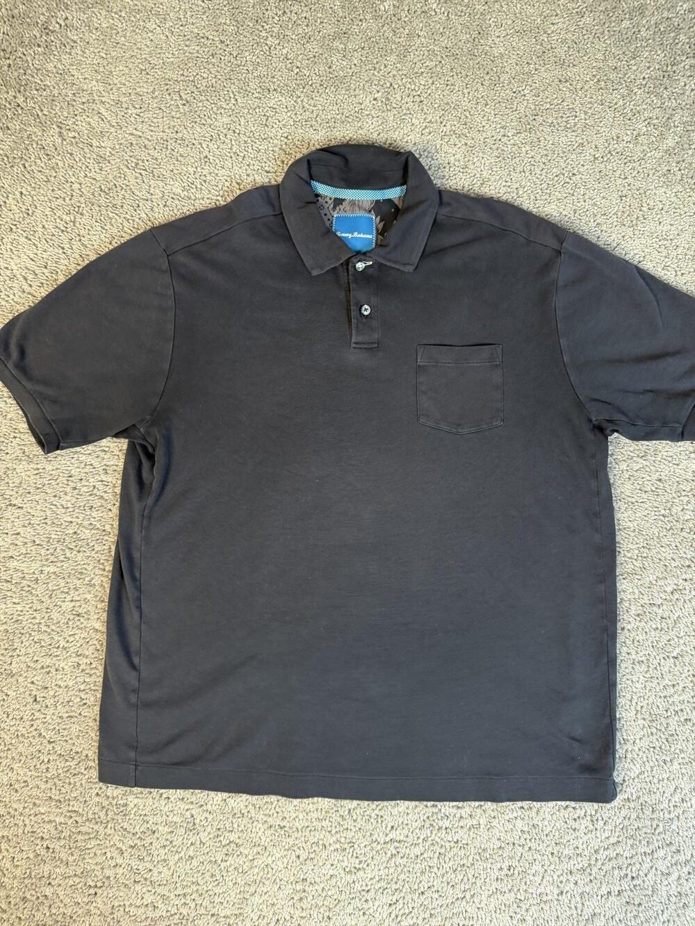 Tommy Bahama Polo Shirt Mens M Black Short Sleeve 100% Cotton Collared
